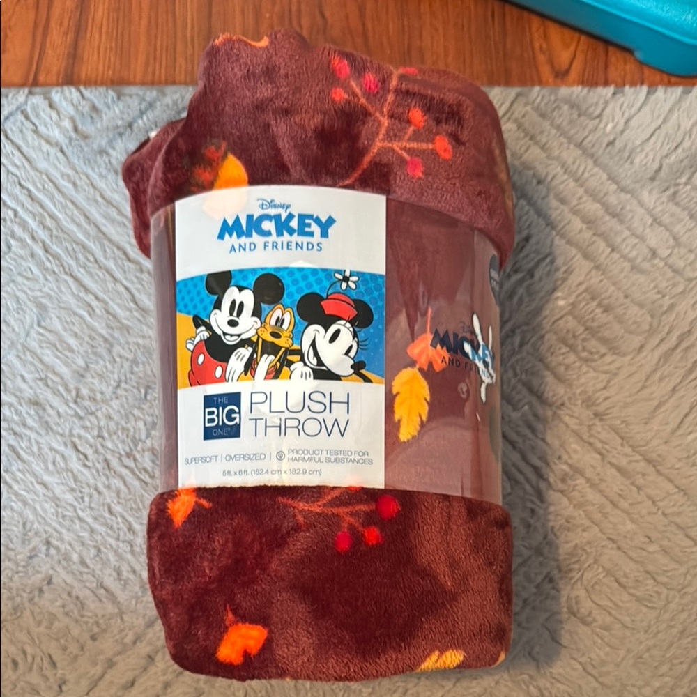 Disney Mickey and Friends Brown Plush Throw